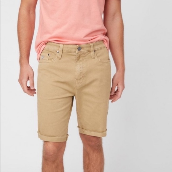 New GUESS Marquez Dyed Denim Shorts Beige SZ 34 - Picture 1 of 8